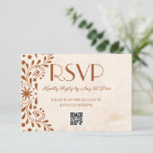 Cartons Réponse Neutral Talavera Floral Wedding QR code (Debout devant)