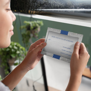 Cartons Réponse N'importe quel Mariage couleur  en argent en bleu 