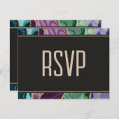 Cartons Réponse Noces d'agate aquarelle Paon (Choix du menu) (Devant / Derrière)