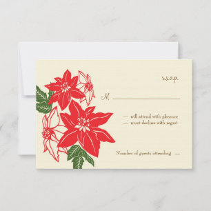 Cartons Réponse Noces de Noël aux poinsettias rouges et verts