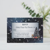 Cartons Réponse Noël Arbre Marine Bleu brillant Étoiles Vacances (Debout devant)