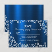 Cartons Réponse Noël blanc Flubes de neige bleu marine (Devant / Derrière)