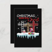 Cartons Réponse Noël commence avec le Flamant rose d'amour du Chri (Devant / Derrière)