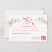 Cartons Réponse Noël hiver mariage fleuri art de la couronne QR (Dos)