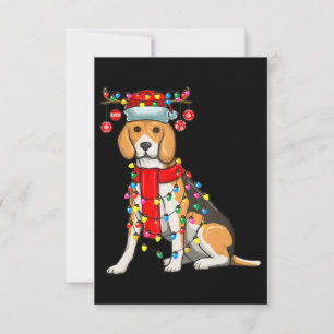 Cartons Réponse Noël mignon chien Beagle lumières de vacances Cade
