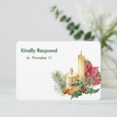 Cartons Réponse Noël Poinsettia Diner Choix Mariage (Debout devant)