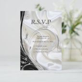 Cartons Réponse Noir avec argent sur soie de champagne (Debout devant)