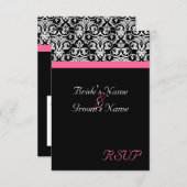 Cartons Réponse Noir avec Mariage de passion rose correspondant RS (Devant / Derrière)