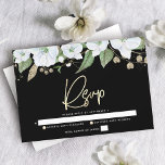 Cartons Réponse Noir Bat mitzvah Gold Script Floral Aquarelle<br><div class="desc">Soyez fier, réjouissez-vous et célébrez cette étape importante de votre Bat mitzvah préféré avec cette carte d'insertion RSVP sophistiquée et personnalisée pour votre événement! Une aquarelle florale chic, étonnante, blanche et dorée parties scintillant avec typographie de script de feuille d'or et type de san serif blanc chevauche un arrière -...</div>