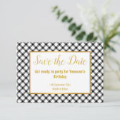 CARTONS RÉPONSE NOIR BLANC CLASSIQUE ÉCHÉANCIER SAVE THE DATE (Debout devant)