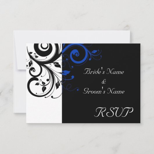 Cartons Réponse Noir/Blanc/Cobalt Bleu Gras Mariage (Devant)