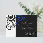 Cartons Réponse Noir/Blanc/Cobalt Bleu Gras Mariage (Debout devant)