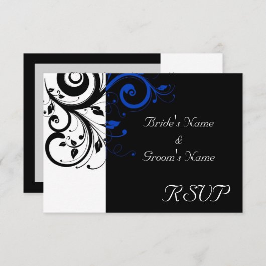 Cartons Réponse Noir/Blanc/Cobalt Bleu Gras Mariage (Devant / Derrière)