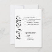 Cartons Réponse Noir Blanc Formal Gras Script Mariage Formal (Devant)