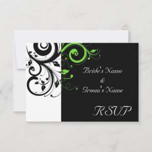 Cartons Réponse Noir/Blanc/Lime Vert Gras Mariage