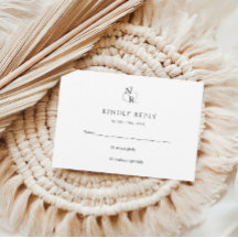 Noir & Blanc Moderne Élégant Mariage Monogramme