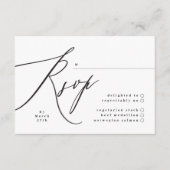 Cartons Réponse Noir & blanc moderne Mariage simple (Devant)