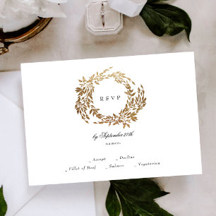 Cartons Réponse Noir Blanc Monogramme Crest Classique Mariage élég