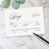 Cartons Réponse Noir Blanc Romantique Script Options de repas Mari