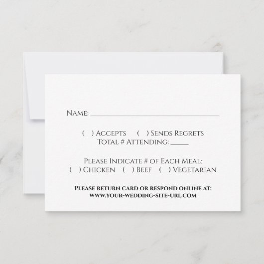 Cartons Réponse Noir & Blanc Simple Mariage élégant (Dos)