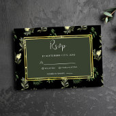 Cartons Réponse Noir Botanique Moderne Rustique Mariage élégant