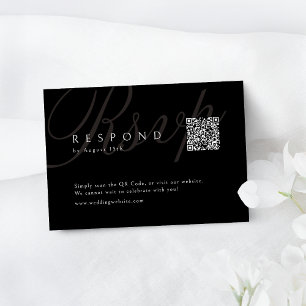 Cartons Réponse Noir classique élégant Calligraphie Mariage code Q
