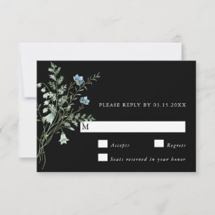 Cartons Réponse Noir Elegant Aquarelle Fleurs sauvages mariage RSV