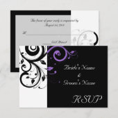 Cartons Réponse Noir et Blanc avec Accent de Tourbillon Violet (Devant / Derrière)