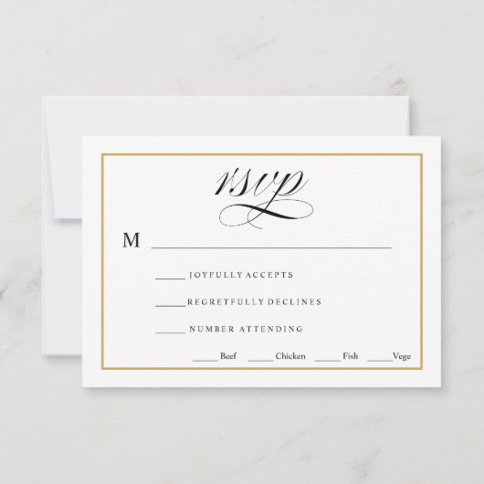 Cartons Réponse Noir et blanc avec Mariage en or massif (Dos)
