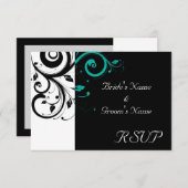 Cartons Réponse Noir et Blanc avec Tourbillon Inversé Sarcelle (Devant / Derrière)