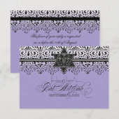 Cartons Réponse Noir n blanc dentelle look Bat mitzvah argenté RSV (Devant / Derrière)