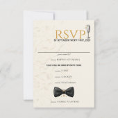 Cartons Réponse Noir & Or Nouvel An Mariage (Devant)