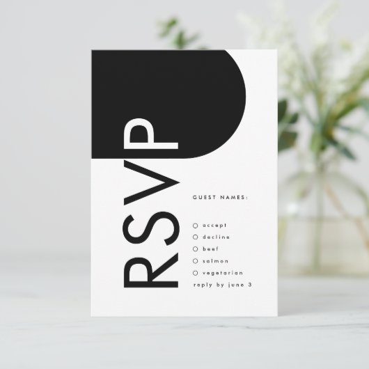 Cartons Réponse Noir Premium Moderne Monogramme Boho Bold Arche (Debout devant)