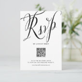 Cartons Réponse Noir Rustique Calligraphie QR Code Mariage (Debout devant)