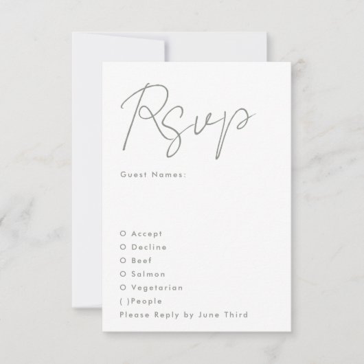 Cartons Réponse Noms personnalisés simples et modernes Sage Vert B (Devant)