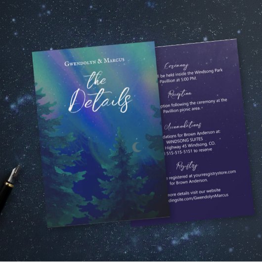 Cartons Réponse Northern Lights Forest Details Enclosure Card