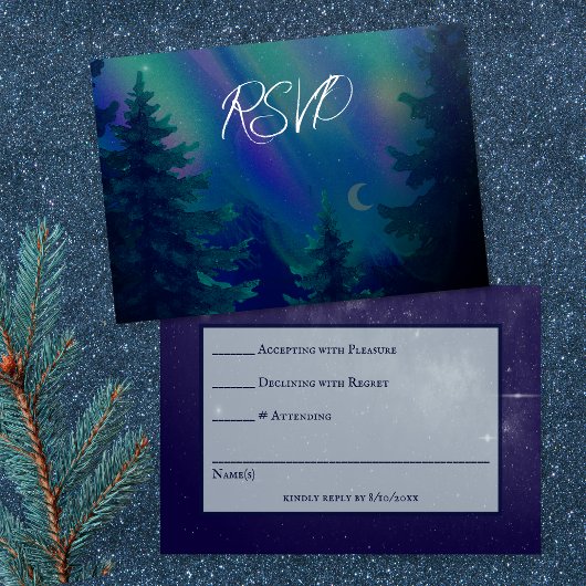 Cartons Réponse Northern Lights Forest Magical Moment Wedding 