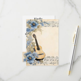 Cartons Réponse Notes de musique de guitare Fleurs