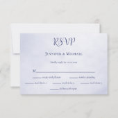 Cartons Réponse Notre aventure commence mariage typographique bleu (Devant)