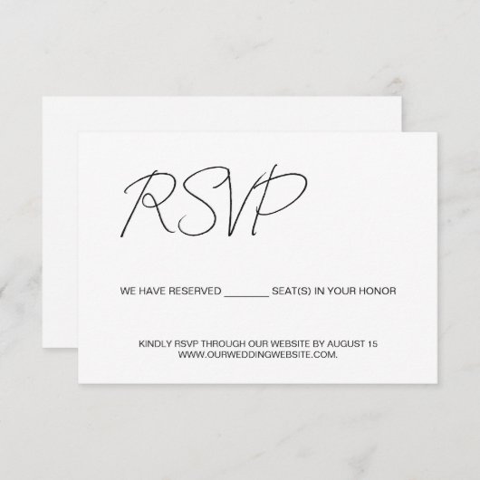 Cartons Réponse Nous avons des sièges réservés pour vous budget Cu (Devant / Derrière)