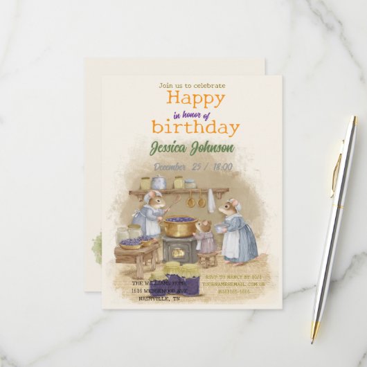 Cartons Réponse Nous vous invitons à une fête d'enfants (Devant/Arrière en situation)