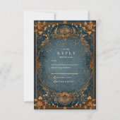 Cartons Réponse Nuit étoilée dorée de mariage (Devant)