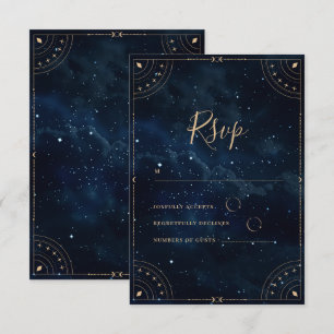 Cartons Réponse Nuit étoilée Mariage céleste Bleu marine Élégant
