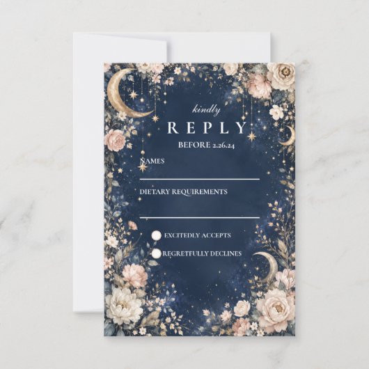 Cartons Réponse Nuits étoilées célestes Mariage éthéré (Devant)
