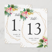 Cartons Réponse Numéro de tableau des Mariages géométriques florau (Devant / Derrière)