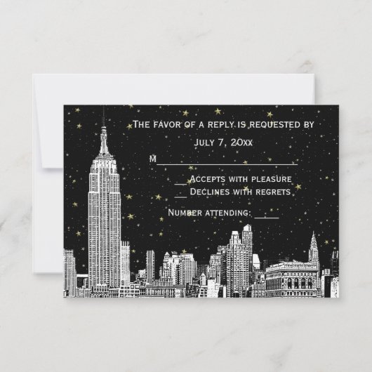 Cartons Réponse NYC Skyline 01 Etchd Starry do-it-yourself BG Colo (Dos)