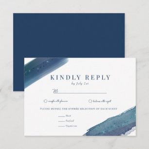 Cartons Réponse Océan aquarelle Mariage bleu marine