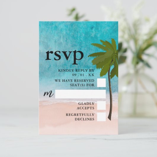 Cartons Réponse Ocean Beach Palm Tree Mariage (Debout devant)