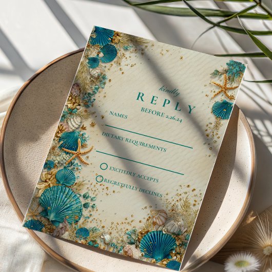 Cartons Réponse Ocean Inspired Seashell Wedding