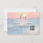Cartons Réponse Ocean moderne Sunset Watercolor Beach Wedding QR (Devant)